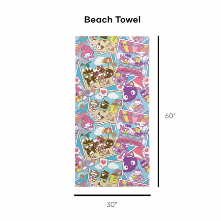 Hello Kitty & Friends Vacay Postcards 30"x60" Microfiber Beach Towel